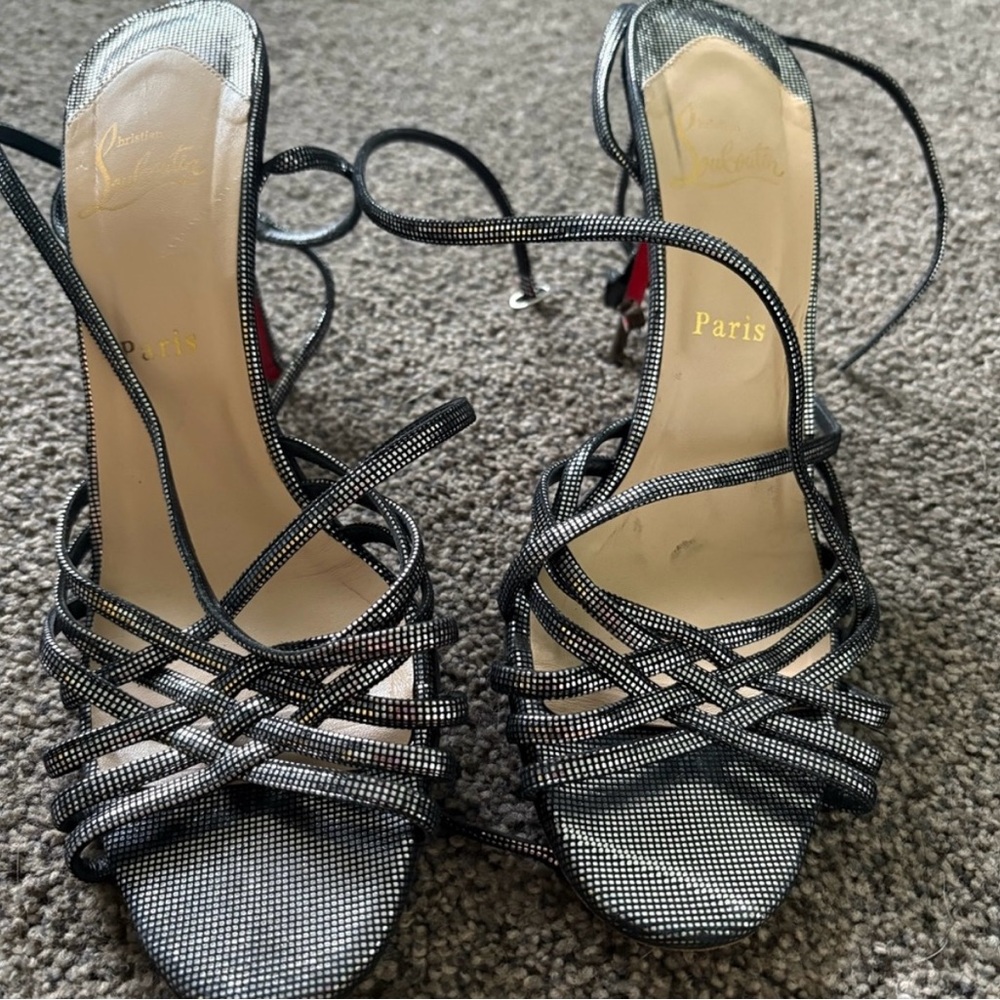 Christian Louboutin Black and Red Strappy Heels